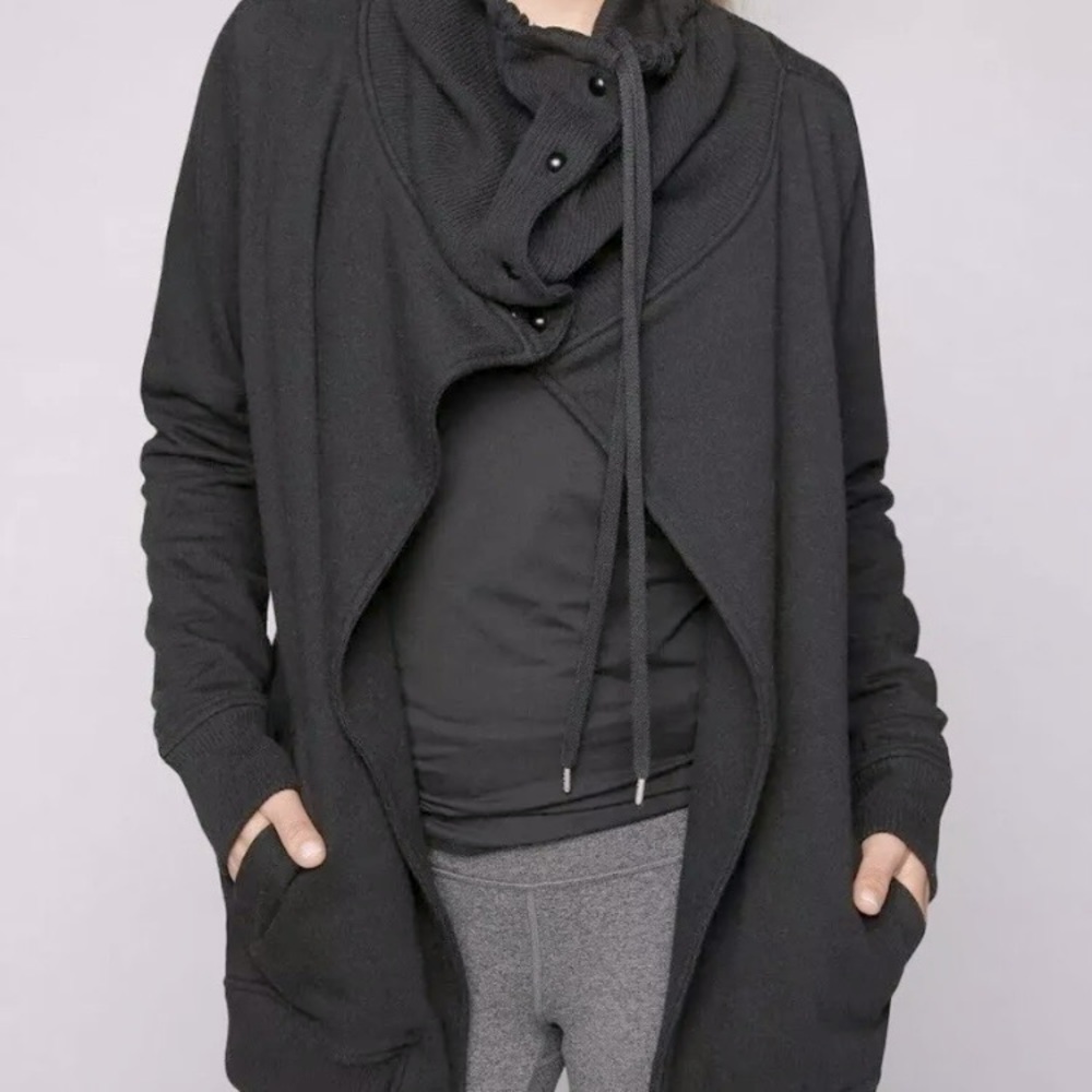 ATHLETA black Long Sleeve WRAPPER'S DELIGHT WRAP JACKET Cardigan xxs - Picture 2 of 10